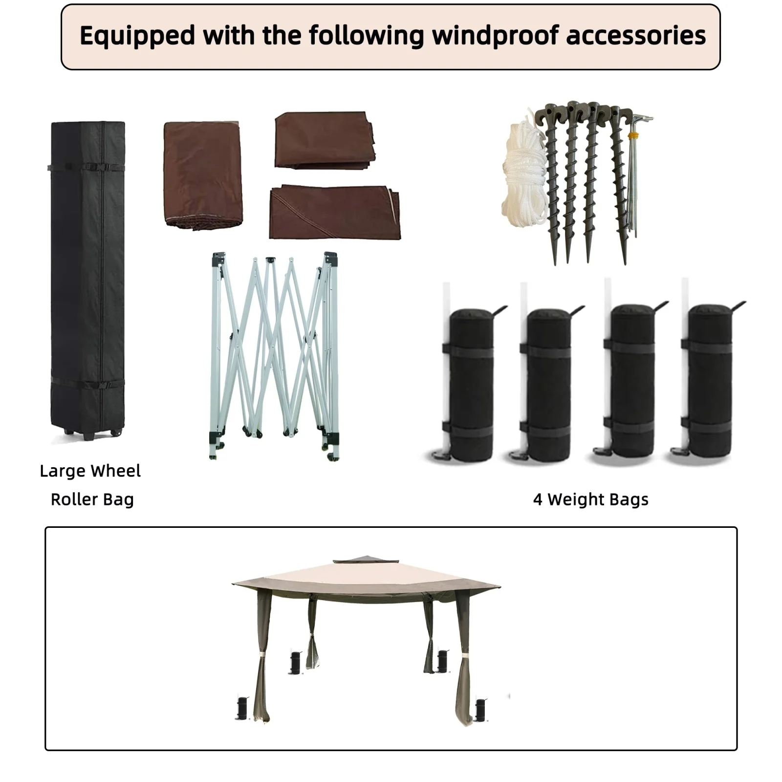 

Camping Tent Gazebo Canopy 12'x12' Fly Out Mesh Tent Mosquito Net Patio Sun Shade Cloth Steel Fabric Outdoor