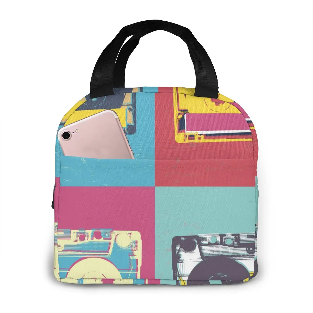 

Portable Lunch Bag Audio Cassette Retro Music Thermal Insulated Lunch Box Tote Cooler Bag Bento Pouch Container Food Storage Bag