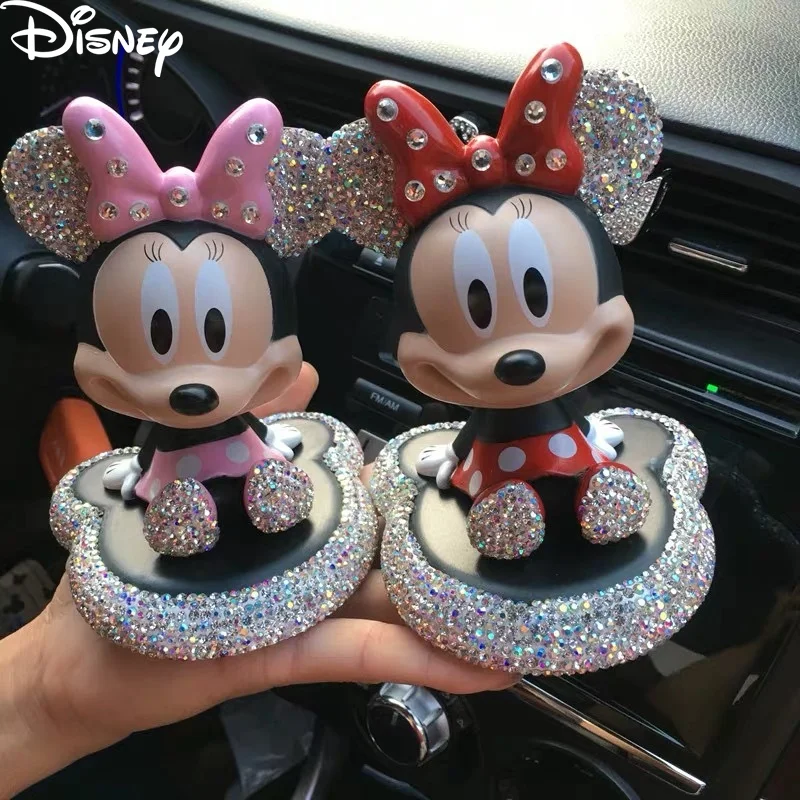 

Disney Mickey Mouse Minnie Mouse Figure Doll Toy Car Accessories Fashion Disney Mickey Minnie Cartoon Shake Head Doll Car Deco