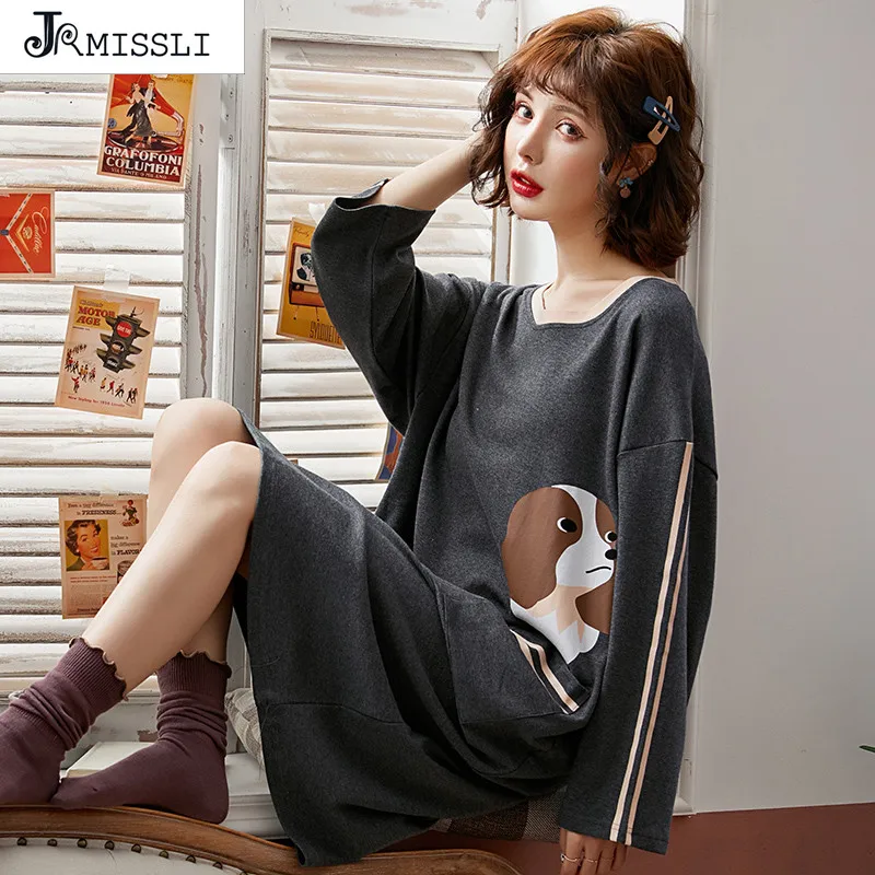 JRMISSLI ночное белье Сексуальная Женская хлопковая ночная рубашка женская сорочка