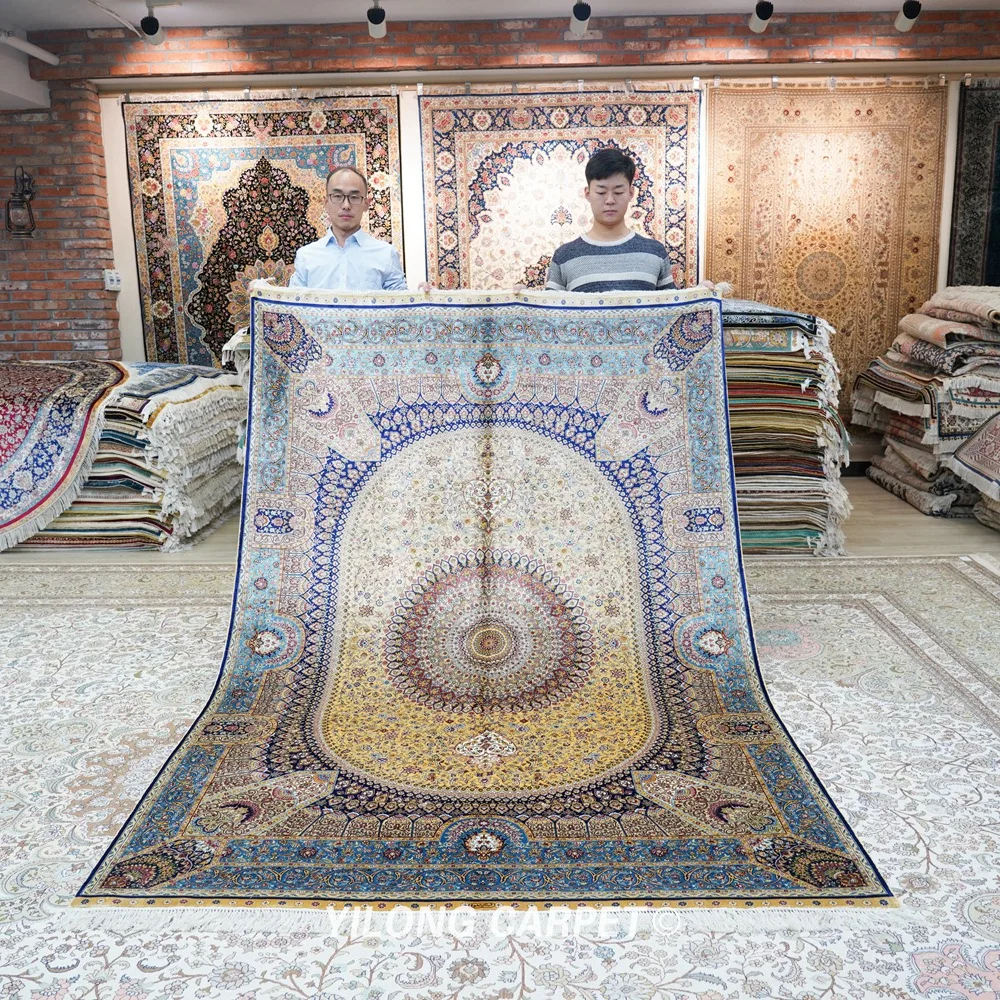 Yilong 6 'x 9' Vantage ручной работы бежевый ковер для гостиной персидский шелковый