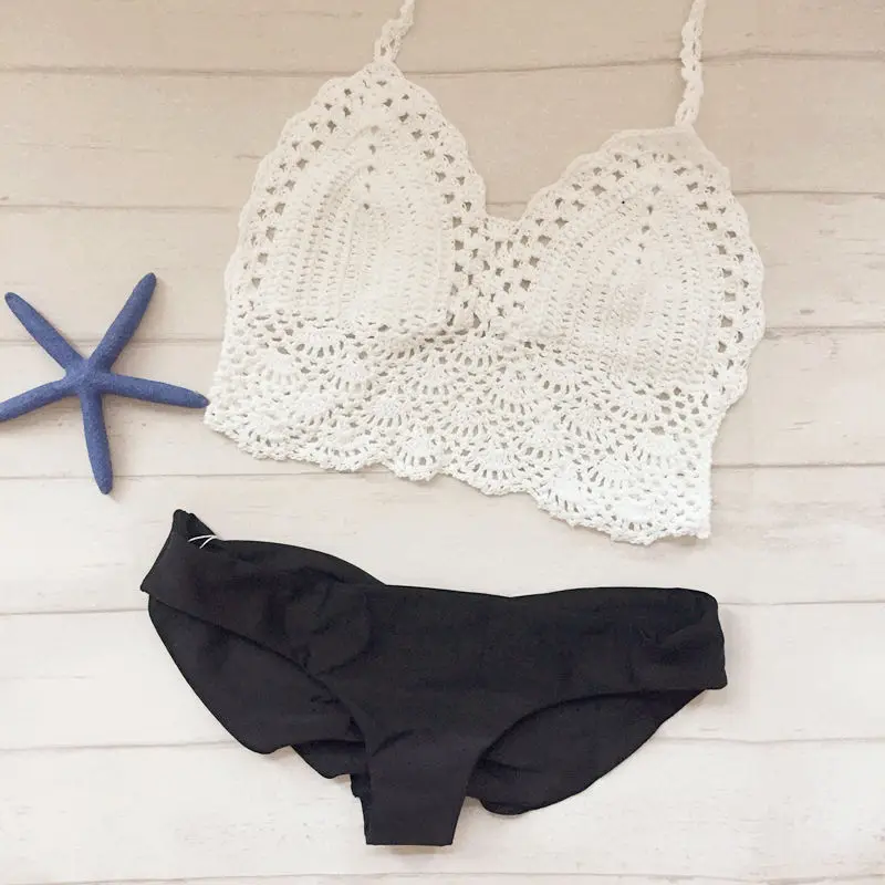 Вязаный крючком сексуальный бикини купальник женский ручной работы бразильский