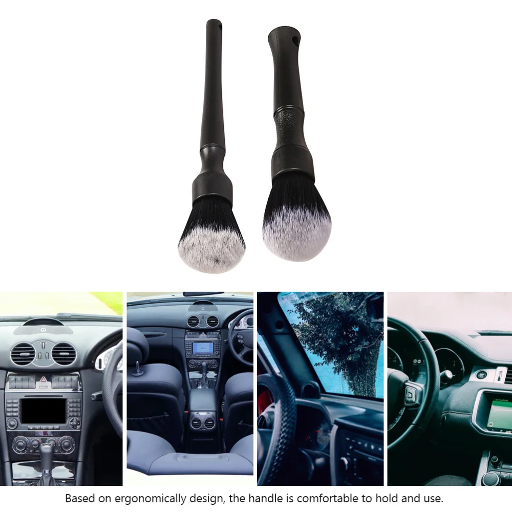 

2pcs Car Detailing Brushes Interior Brushes Car Gap Cleaning Tool (Black)