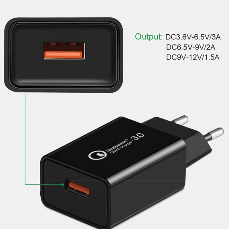 Фото QC 3 0 18 Вт USB зарядное устройство для redmi note 7 7a k20 pro быстрое настенное Xiaomi mi a3 9t 9 se QC 3 0 18 Вт USB зарядное устройство для redmi note 7 7a k20 pro быстрое настенное Xiaomi mi a3 9t 9 se