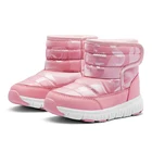 Брендовые зимние ботинки для детей, зимняя новая стильная теплая обувь для девочек, обувь для маленьких мальчиков с хлопковой подкладкой, нескользящая Повседневная Толстая Розовая обувь 2021
