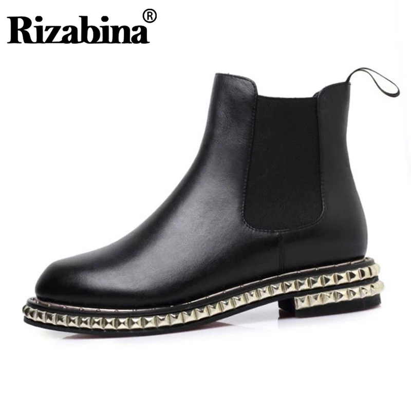 RIZABINA/новые женские ботильоны из натуральной кожи Высококачественные ботинки