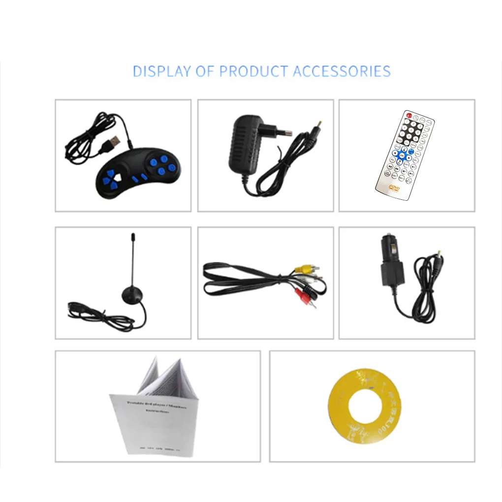 

Portable DVD Player 270 Degree Rotation Screen HD Video Player Travel Mini DIVX USB TV DVD Player Car Charger RCA with Battery