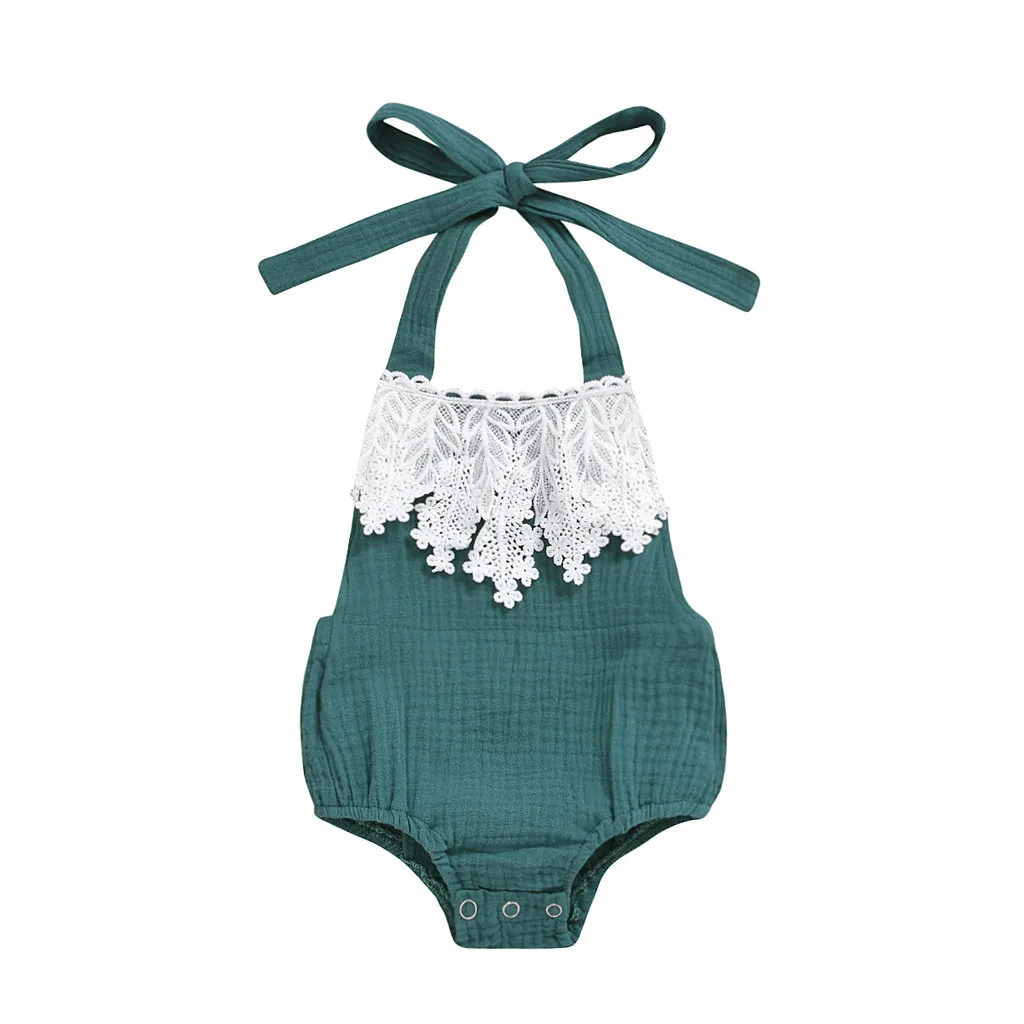 SAGACE/Летняя Одежда для новорожденных Кружевной комбинезон без рукавов с лямкой на
