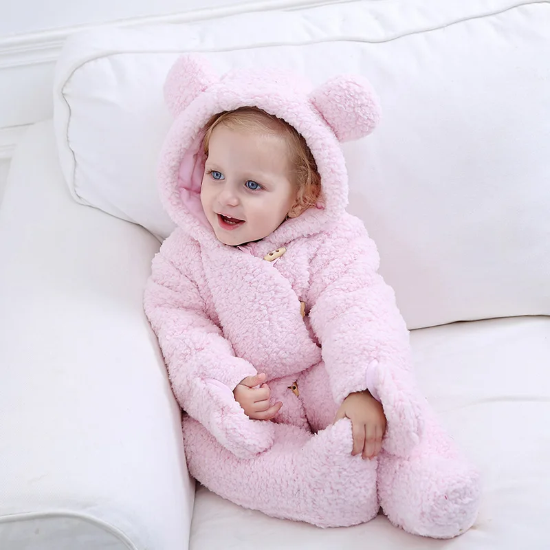 Супертеплые комбинезоны с милыми медвежьими ушками для маленьких мальчиков и