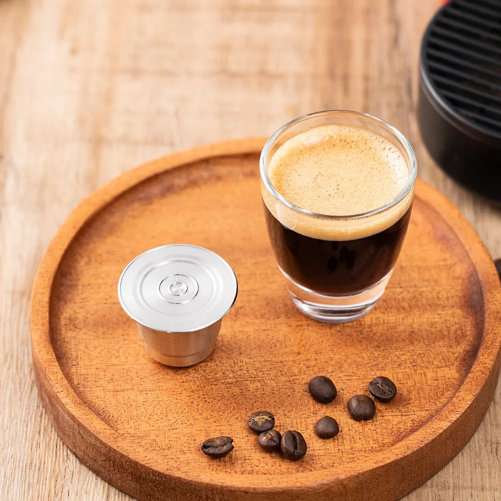 

1Pc Coffee Capsule With Spoon Brush Stainless Steel Refillable Reusable Coffee Capsule Pods Filter For Nespresso Coffeeware