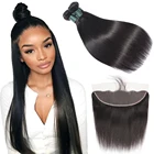 Пряди бразильских прямых волос с застежкой спереди, пряди натуральных волос Реми и фронтальная сетка 13x4