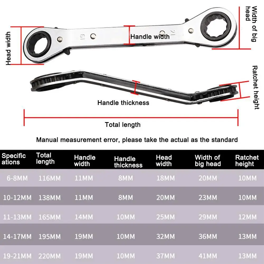 

5pcs Combination Ratchet Wrench Household Car Repair Hand Tools Tool Car Ratchet Dual-purpose Metric Combination Set Ratche E3J0