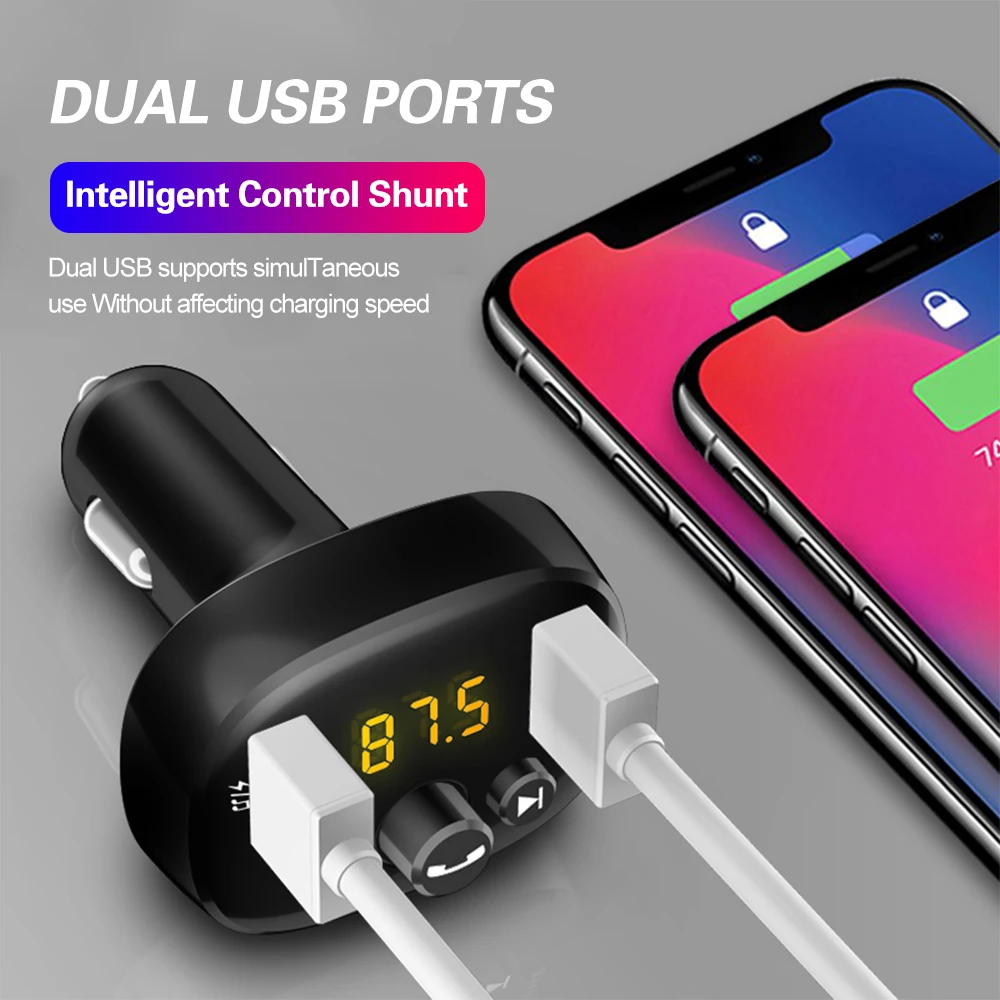 FM-трансмиттер автомобильный с поддержкой Bluetooth 5 0 и 2 USB-портами | Мобильные