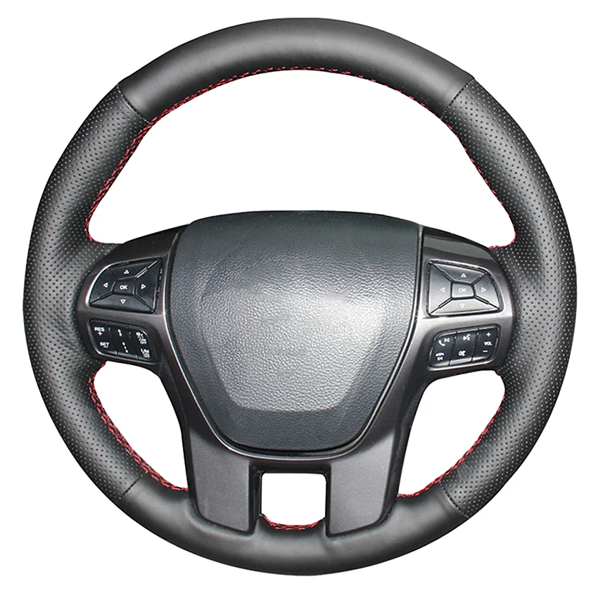 

Black Genuine Leather Hand-stitched Car Steering Wheel Cover For Ford Ranger 2016 2017 2018 2019 Everest 2016 2017 2018 2019