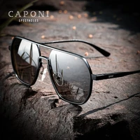 caponi myopia polarized sunglasses for men classic square aluminum sun glasses high quality prescription eyewear uv400 js8692