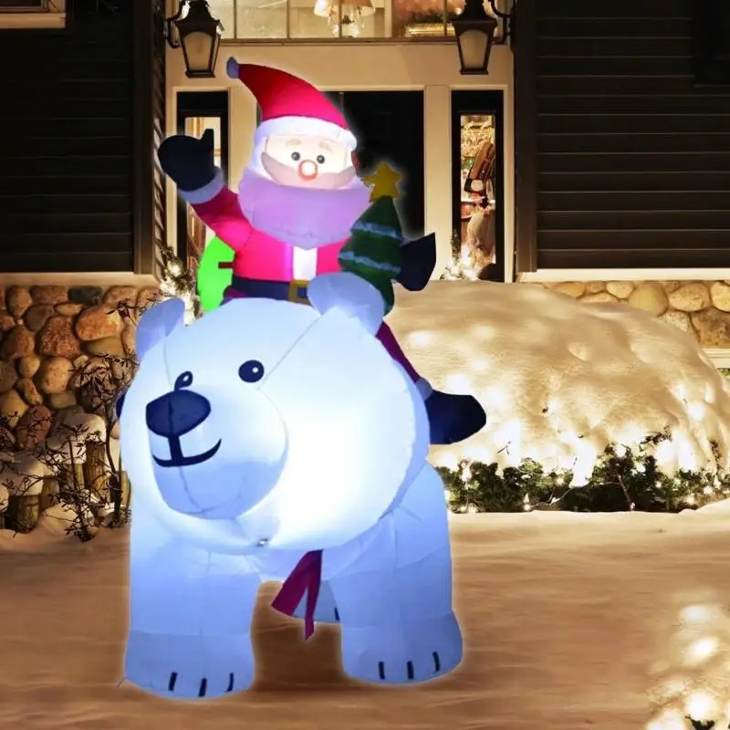 

Надувной Санта-Клаус, полярный медведь, 1,7 м, Рождественская надувная игрушка, кукла для дома, улицы, сада, Рождественское украшение, прямая п...