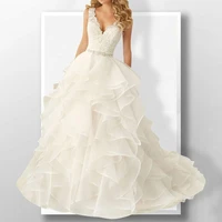 sexy bridal lace up wedding gown sleeveless womens v neck pleated wedding dress