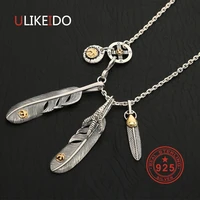solid 925 sterling silver feather necklace for men vintage charms takahashi pendant eagle chain new popular jewelry p19