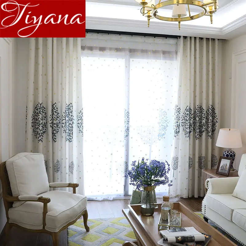 Американский кантри занавес снежные деревья узор для гостиной льняная