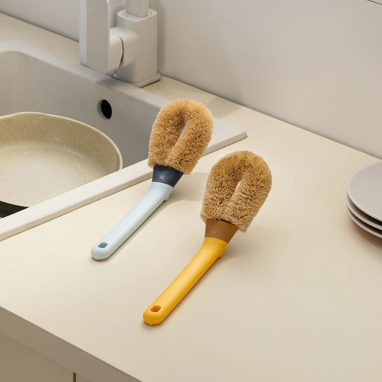 

Щетка с длинной ручкой для кокосовой пальмы, кухонные принадлежности, щетки для чистки кастрюль, домашний инструмент для чистки