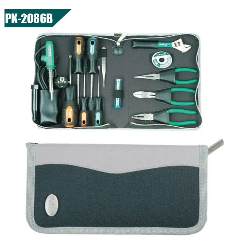 PK-2086B Pro'sKit PK- набор инструментов PK-2086B ящик для инструментов Комплект конверсионный паяльник пистолет коробка для набора инструментов плоскогубцы отвертка Гаечный ключ набор - Цвет: PK-2086B