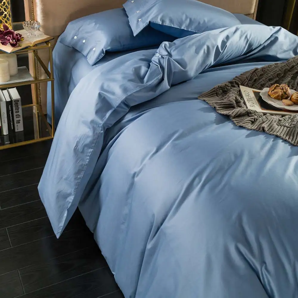 Скандинавское синее серое постельное белье из египетского хлопка для близнецов
