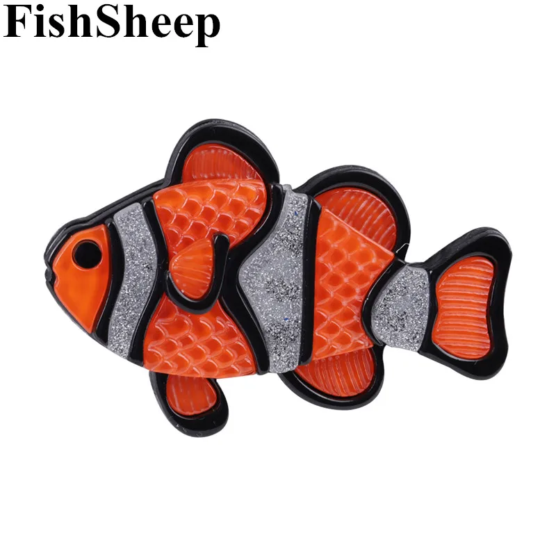 

FishSheep Lovely Clownfish Brooches For Women Kids Luxury Acrylic Ocean Fish Brooch Dress Pins Fashion Clothes Accessories Gifts