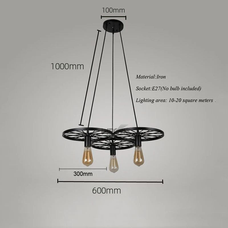 Винтажная Ретро лампа чердак подсветка для велосипедного колеса индустрия