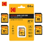 Карта памяти KODAK SD, UHD 32 ГБ, 64 ГБ, 128 ГБ, C10, U3, V30, R90MBs, флеш-карта UHSI для камеры Canon, съемки видео 4K