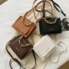 Модный однотонный кошелек для женщин, портативная Осенняя сумка-мессенджер из искусственной кожи на цепочке, уличная дорожная сумочка-тоут