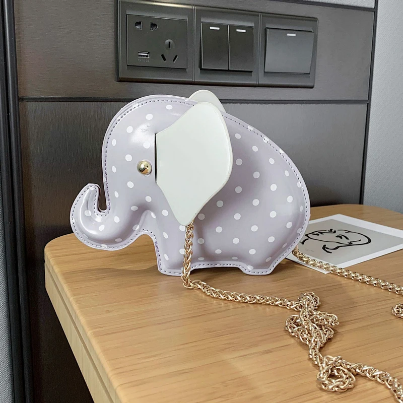 Милая 3D сумка в горошек с изображением слона для девочек на плечо цепочкой