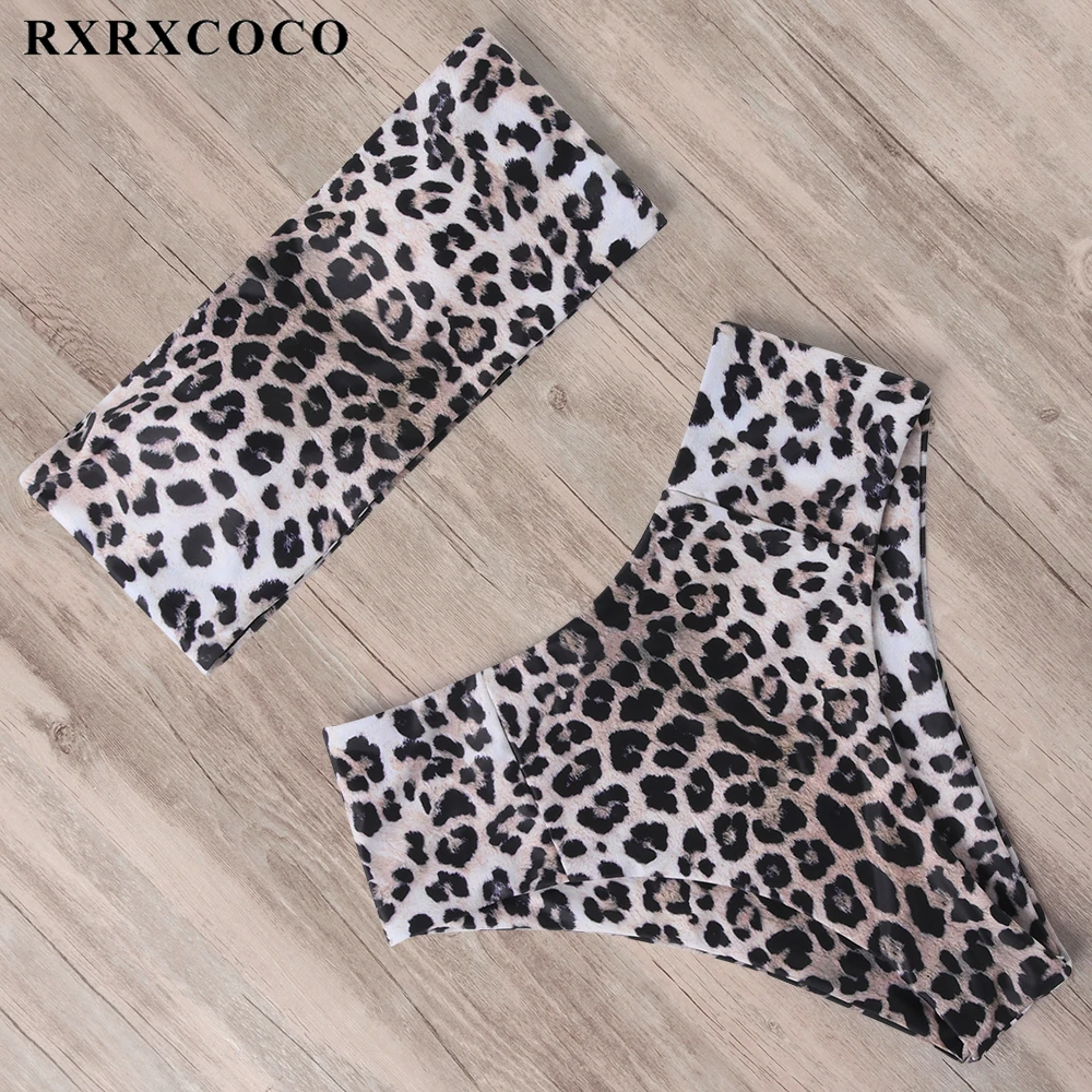 

RXRXCOCO сексуальное бикини бандо, Женский комплект бикини с высокой талией, купальник пуш-ап, Бразильский купальный костюм с принтом, бикини, ...