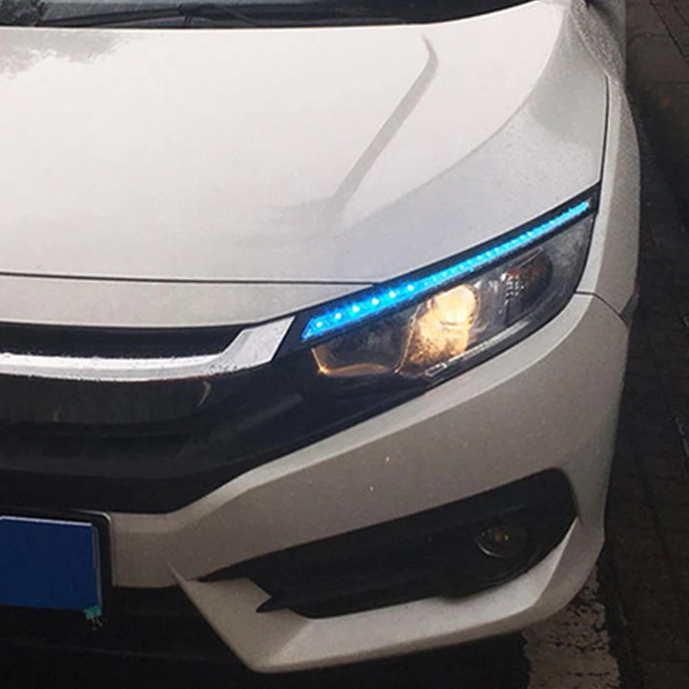Для Honda Civic 2016 2017 2018 2019 2020 мигающий светодиодный налобный фонарь дневные ходовые