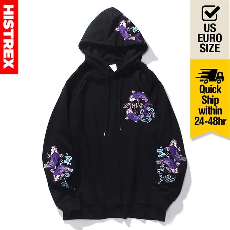 HISTREX США Евро Размеры вышивка Карп Мужские капюшоном Сезон осень зима