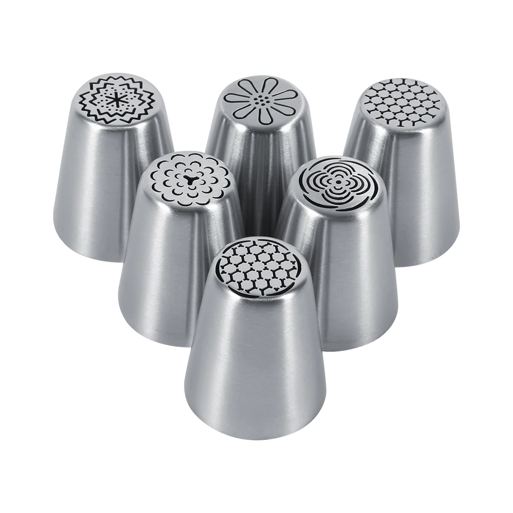 

6PCS Stainless Steel Flower Cake Icing Piping Nozzles Decorating Tips Pastry DIY Baking Tools