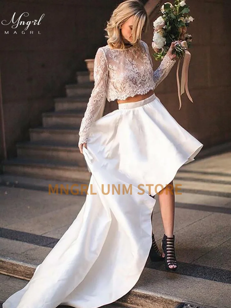 

MNGRL New simple wedding dress backless sleeveless design chiffon lace bride dresses princess dress plus size tailor-made