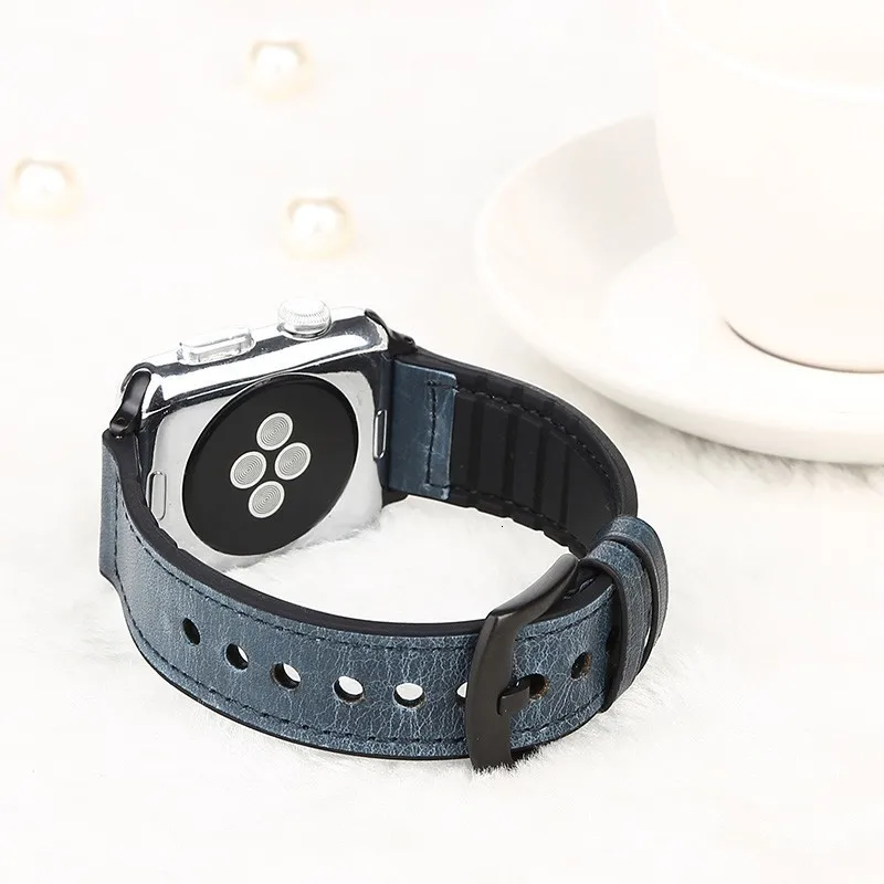 Кожаный силиконовый ремешок для apple watch, 44 мм, серия 4, 3, 2, 1, ремешок для iwatch, 38 мм, 42 мм, браслет с петлей, аксессуары для замены запястья