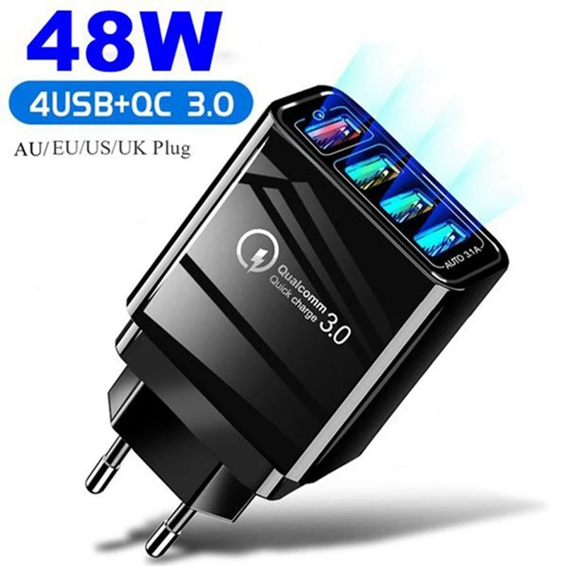 Быстрое зарядное устройство QC3.0 3 0 4 USB для путешествий быстрое Samsung Xiaomi Huawei P20 LG