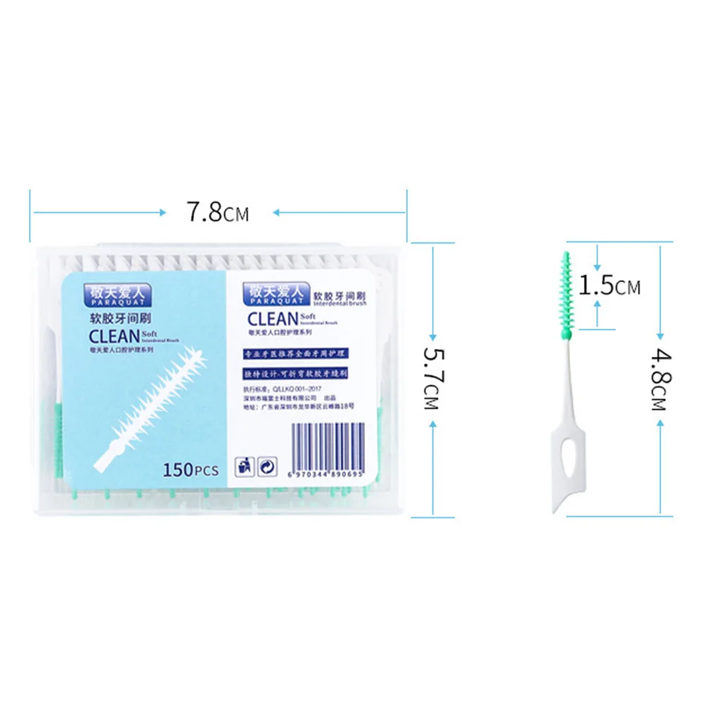 150 шт. одноразовые мягкие силиконовые пластиковые межзубные щетки для чистки