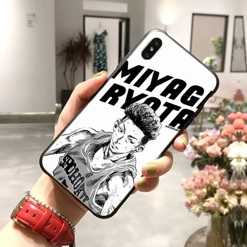 0 Slam Dunk Ретро Горячая кровь аниме ТПУ Черный чехол для телефона Корпус iPhone 11 pro XS MAX