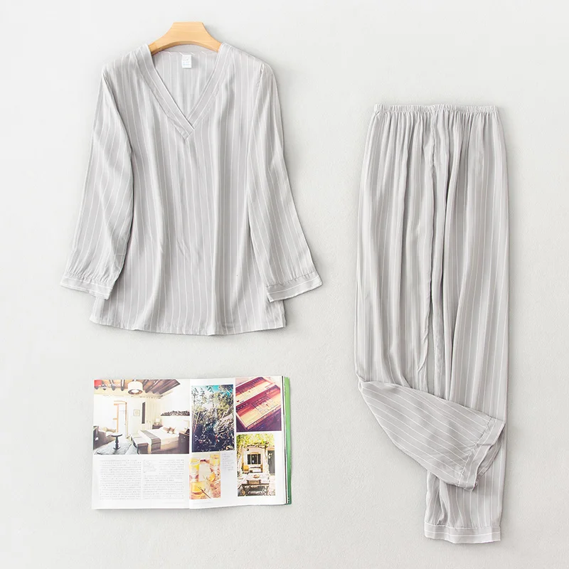 Хлопковая пижама Daeyard для женщин рубашка с длинным рукавом и брюки комплект из 2