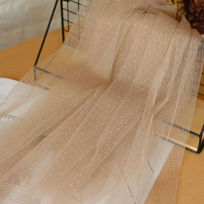 Сетчатая кружевная ткань в горошек белый и черный цвет ширина 150 см для