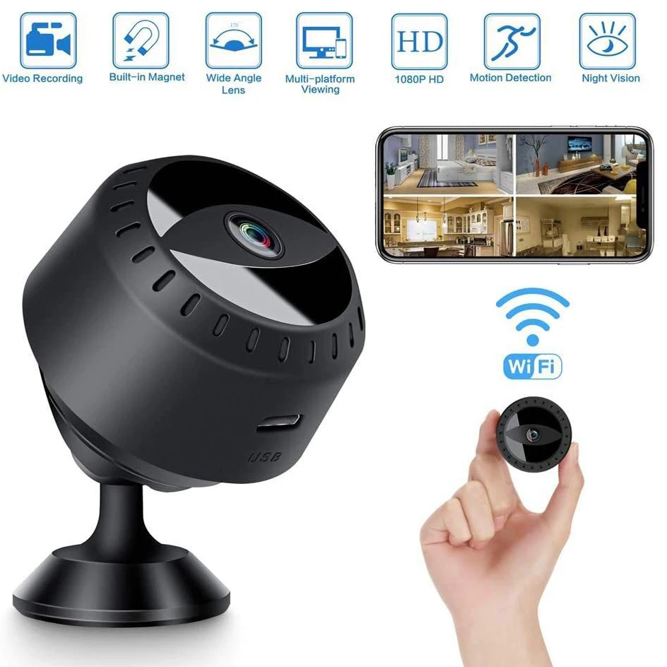 Wireless Mini Camera 1080P HD Night Vision Home Security Surveillance Motion Detection Remote Monitor Alarm Push | Безопасность и