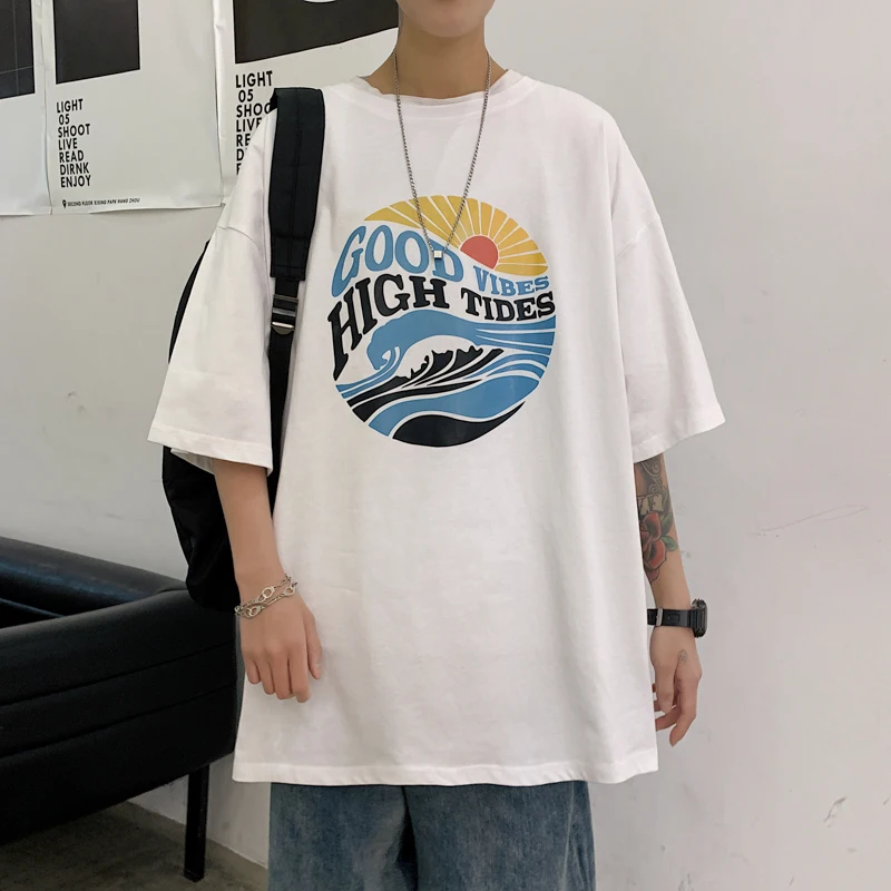 

Summer 2021 gender neutral graphic T-shirt loose round neck Harajuku top
