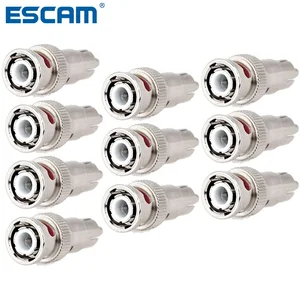 ESCAM 10 шт. оптовая продажа штекер BNC на гнездо RCA коаксиальный кабельный соединитель Адаптер FM пара для комплекта систем видеонаблюдения