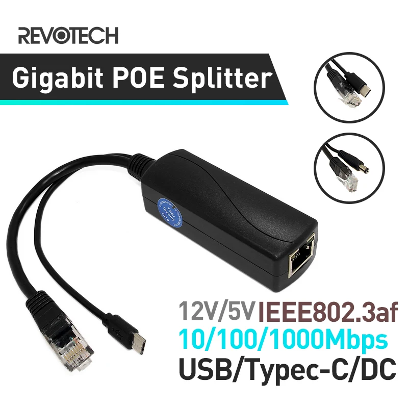 Гигабитный PoE сплиттер Micro USB/Type-C/DC IEEE 802.3af 10/100 Мбит/с Power over Ethernet для IP-камеры и Raspberry