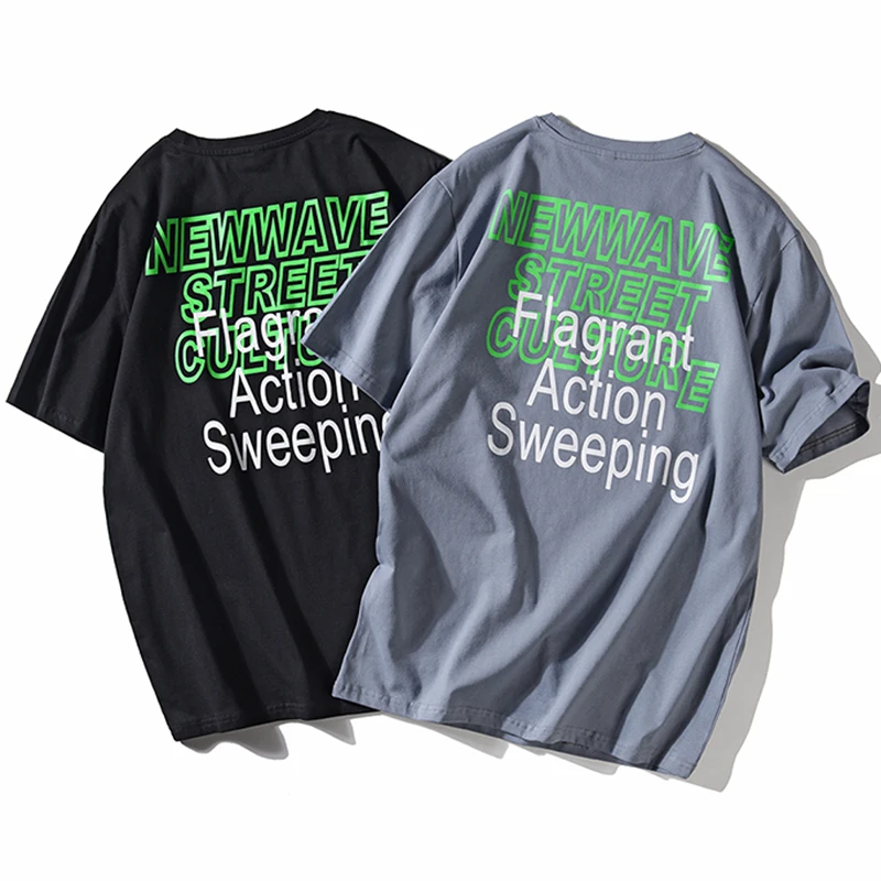 

2021 Hot Sale Harajuku Cotton Vintage Letter Print Hip Hop Casual Men T-Shirt Newness Popular Clothes Couples Teens Streetwear