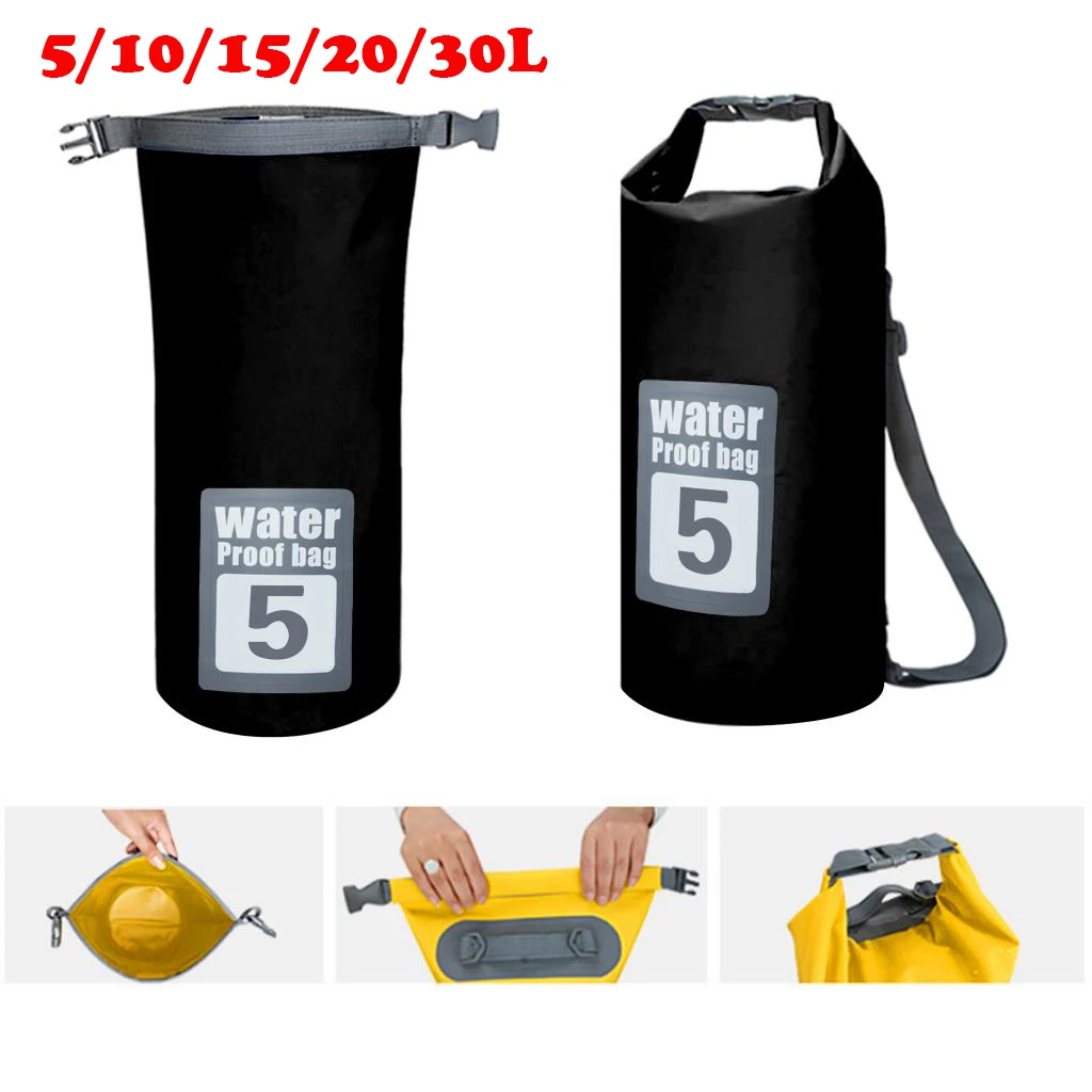 

Waterproof Dry Bag Roll Top Dry Sack Boating Beach Fishing Hiking Black Backpack