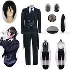 9 шт. сапоги для косплея Темный Дворецкий 2 Демон-дворецкий alois Trancy дворецкий Косплэй костюм унисекс форма Хэллоуин для мужчин и женщин, Косплэй костюм и парик