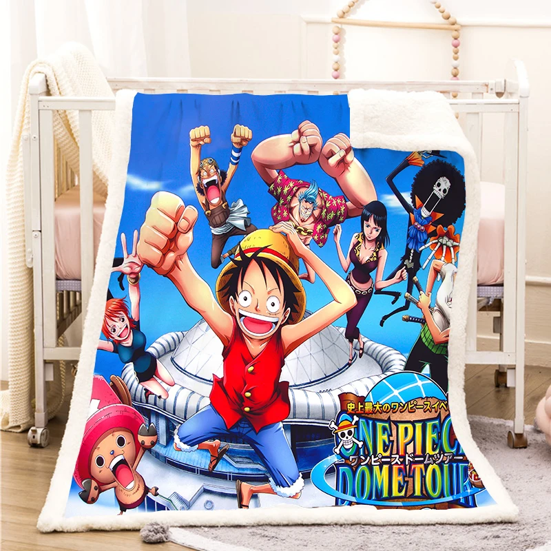 

One Piece Funny Character Blanket 3D Print Sherpa Blanket on Bed Home Textiles Dreamlike Style 14